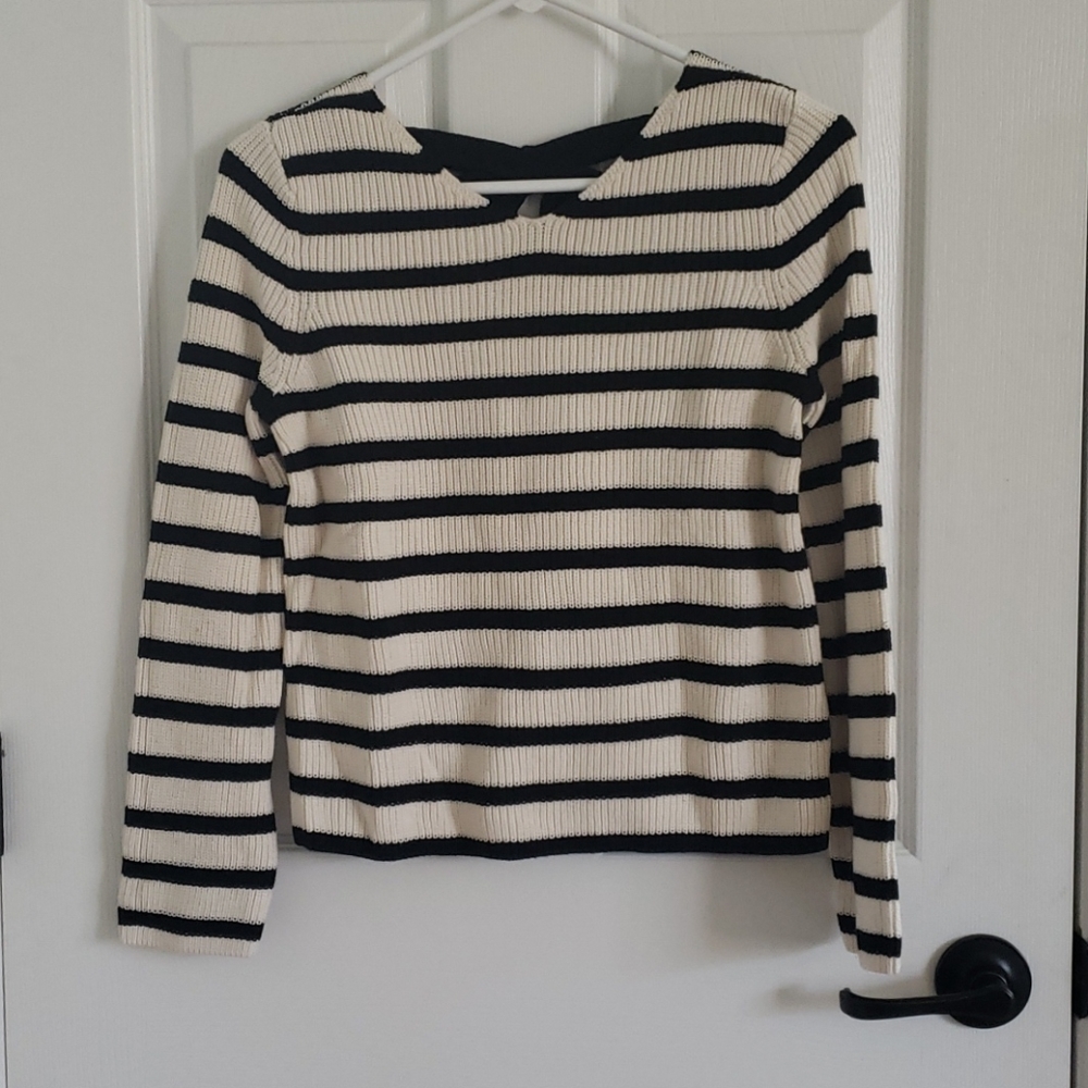 NWT LOFT Striped Lace Up Sweater